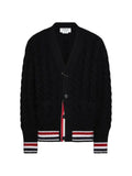 Thom Browne merino baby cable stitch RWB stripe cardigan
