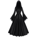 Halloween Women Medieval Gothic Hooded Witch Cosplay Long Dress