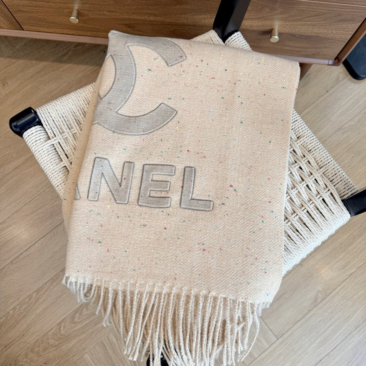 Chanel Graphic Fringed Scarf