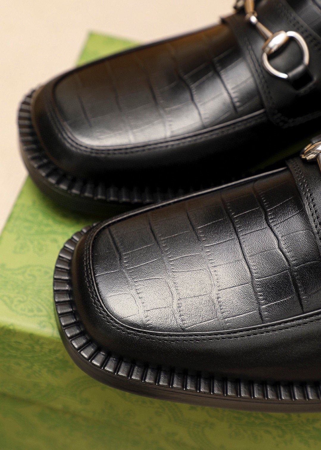 Gucci Black Leather Bit Loafers